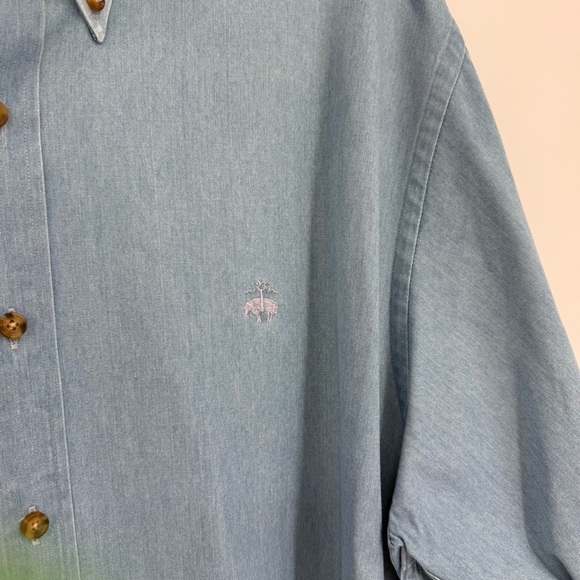 Brooks Brothers Button Down Long Sleeve Denim Shirt Mens Size Large Cotton - Picture 4 of 9
